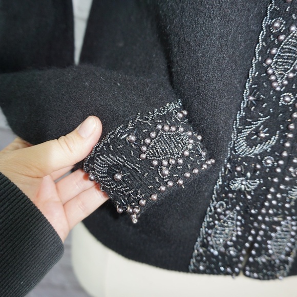 Vintage 50s Beaded Cardigan Sweater - Picture 4 of 6